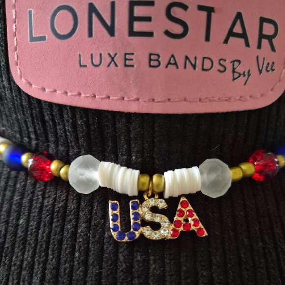 Red White Blue Hat Band | USA Charm | Cowgirl Western Accessory - Picture 1 of 4